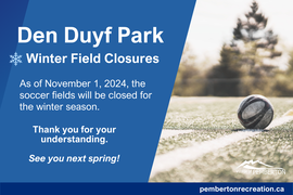 Community Notice: Den Duyf Park Winter Field Closures